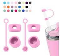 Silicone Spill Stopper Set Compatible with Stanley Cup 2.0 30oz & 40oz with Straw Cover (Set of 2, Peony)