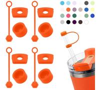 Silicone Spill Stopper Set Compatible with Stanley Cup 2.0 30oz & 40oz with Straw Cover (Set of 4, Tigerlily)