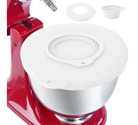 Silicone Splash Guard Accessories for Kitchenaid Stand Mixer 4.8 L, Mixing Bowl with Splash Guard Bowl for Kitchen Aid Artisan 4.5-5 QT, Splash Guard Compatible with Kitchen Aid Mixer Tilt-Head (White