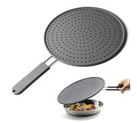 Silicone Splatter Screen Pan Cover 11", Heat Insulation Cooling Mat, Strainer, Drain Board, Oil Splash Guard for Frying Pan, Non-Stick, Heat Resistant Universal Pan Cover