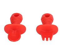 Silicone Spoon Fork Utensil, Silicone Spoon Self Feeding Food Grade Soft for Relieving Anxiety for Infant (Red)