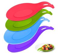 Silicone Spoon Rest 4-Pack, Multi-Color Utensil Holder for Stove Top & Countertop, Kitchen Organiser for Spatulas, Ladles and Spoons