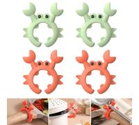 Silicone Spoon Rest, 4PCS Crab Utensil Holder Non-Slip Mini Spatula Holder for Pot Pan Accessories (Red+Green 4PCS)