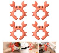 Silicone Spoon Rest, 4PCS Crab Utensil Holder Non-Slip Mini Spatula Holder for Pot Pan Accessories (Red 4PCS)
