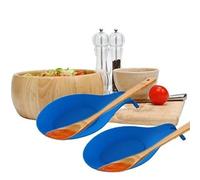 Silicone Spoon Rest for Kitchen - Heat-Resistant Utensil Holder, Non-Slip & Dishwasher Safe - Cooking Spoon Tray for Stove, Countertop & Sink (Blue)