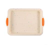 Silicone Square Baking Pan for Delicious Desserts 11 Inch Nonstick Tray for Brownies and More (Beige)