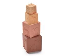 Silicone Stacking Toys for Babies | Food Grade BPA-Free Silicone | Stacking Cups | Montessori Sensory Toy for 6-12 Months+ | Safe, Non-Toxic, UK Certified | Nesting & Bath Play (Stacking Safari Cubes)