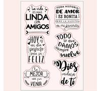 Silicone Stamps for Crafting,12x17cm Spanish Spain Common Phrase Word Clear Stamp Transparent Silicone Stamp Seal Sheet for Scrapbooking Photo Album Decoration