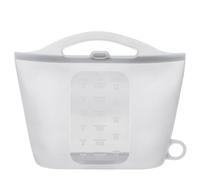 Silicone Steam Sanitizing Bag for Travel, 1.5L Microwave Reusable Steam Bags for Baby Bottles, Accessories, Breastpump,Fruit Vegetable Storage Fresh Keeping Bag for Home and Travel, Gray,1 Pack