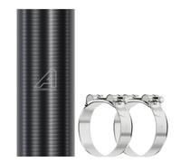 Silicone Straight Hose with T Bolt Hose Clamps Black 25mm (1") ID x 600mm Long