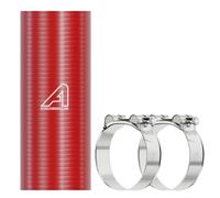 Silicone Straight Hose with T Bolt Hose Clamps Red 70mm (2 3/4") ID x 100mm Long