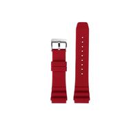 Silicone Strap 22mm Fir For CASIO Diving Watch MDV-106 MDV-107 MTP-VD01D Efr-303l Watchband Green Men's Wrist Band(Red Silver,22mm)
