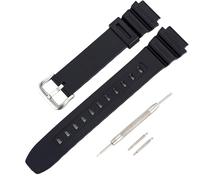 Silicone Strap Compatible with Casio AE-1200WH/1100 SGW-300/400 MRW-200 W218H Watch Band, Men's Women's Replacement Black Rubber Wristwatch Bracelet