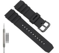 Silicone strap Compatible with Casio MDV106 AMW320 sereis Unisex Diver Watch Band MDV-106 Rubber Replacement Wristband (Black buckle)