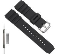 Silicone strap Compatible with Casio MDV106 AMW320 sereis Unisex Diver Watch Band MDV-106 Rubber Replacement Wristband (Steel buckle)