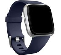 Silicone Strap Compatible with Fitbit Versa, Large Dark,Blue - Soft TPU Sport Replacement Watch Band for Versa 2 Versa Lite Versa SE, Waterproof Flexible Wristband with Color-Matched Buckle-by Bobo