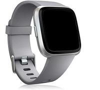 Silicone Strap Compatible with Fitbit Versa, Large,Grey - Soft TPU Sport Replacement Watch Band for Versa 2 Versa Lite Versa SE, Waterproof Flexible Wristband with Color-Matched Buckle-by Bobo