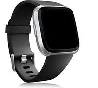 Silicone Strap Compatible with Fitbit Versa, Small,Black - Soft TPU Sport Replacement Watch Band for Versa 2 Versa Lite Versa SE, Waterproof Flexible Wristband with Color-Matched Buckle-by Bobo