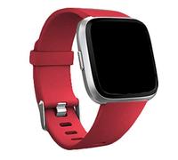 Silicone Strap Compatible with Fitbit Versa, Small,Red - Soft TPU Sport Replacement Watch Band for Versa 2 Versa Lite Versa SE, Waterproof Flexible Wristband with Color-Matched Buckle-by Bobo