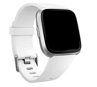 Silicone Strap Compatible with Fitbit Versa, Small,White - Soft TPU Sport Replacement Watch Band for Versa 2 Versa Lite Versa SE, Waterproof Flexible Wristband with Color-Matched Buckle-by Bobo