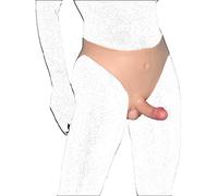 Silicone Strap-on Panty Dildo Size S-M - Realistic Penis with Testicles - Soft Sex Briefs for Pegging, Anal & Vaginal, Skin-Tight, Realistic Texture