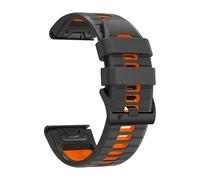 Silicone Strap QuickFit 22mm 26mm Compatible with Forerunner 965 955 Solar 945 LTE 935 745 S70 47mm Sports Soft Watch Band Accessorie(Carbon Gray Orange,QuickFit 26mm)