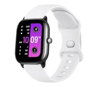 Silicone Straps Compatible with Amazfit GTS 2 Mini/GTS 4 / GTS 4 Mini/GTS 3 / GTS 2 / GTS 2e, 20mm Soft Double Hole Buckle Band for Amazfit Bip 3 Pro/Bip 3/Bip U Pro/Bip Lite/Bip S/Bip U (White)