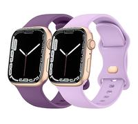 Silicone Straps compatible with Apple Watch Strap 45mm 44mm 42mm 49mm, Silicone Replacement Band Compatible with Apple Watch Ultra, iWatch Series 8 7 6 SE 5 4 3 2 1 (Purple+Lavender, 42/44/45/49mm)