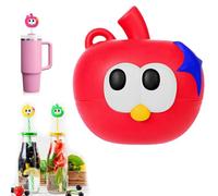 Silicone Straw Caps for 8mm Tumblers,Reusable Dust-Proof Straw Toppers,Fruit Ring Special Silicone Box,Magnetic Straws Cover,Lid Accessories (Red)