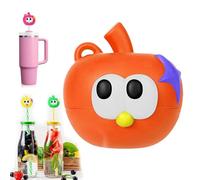 Silicone Straw Caps for 8mm Tumblers,Reusable Dust-Proof Straw Toppers,Fruit Ring Special Silicone Box,Magnetic Straws Cover,Lid Accessories (Orange)