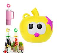 Silicone Straw Caps for 8mm Tumblers,Reusable Dust-Proof Straw Toppers,Fruit Ring Special Silicone Box,Magnetic Straws Cover,Lid Accessories (Yellow)