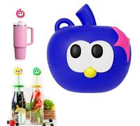 Silicone Straw Caps for 8mm Tumblers,Reusable Dust-Proof Straw Toppers,Fruit Ring Special Silicone Box,Magnetic Straws Cover,Lid Accessories (Blue)