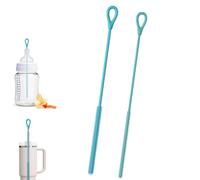 Silicone Straw Cleaner Brush,2 Pack Reusable Extra Long Straw Brush,2025 New Extra Long Soft Silicone Bru-sh Tool Pipe Br-ushs,Str-aw Cleaning Br-ush with Non-Slip Handle for Tumbler,Glass