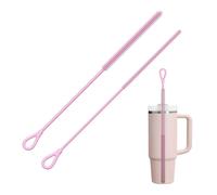 Silicone Straw Cleaner Brush, 2Pcs Reusable Straw Brush for Straws, Non-slip Handle Soft and Bendable, 6mm+9mm, Pink