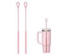 Silicone Straw Cleaner Brush, 2PCS Straw Brush Cleaner Set with 6mm & 9mm Heads, 9.84in Extra Long Bendable Straw Cleaner for Metal/Glass/Smoothie Straws, Non-Slip Handle Small Bottle Brush