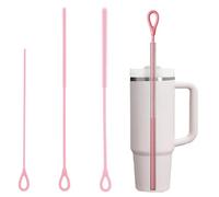 Silicone Straw Cleaner Brush, 3 Pcs Extra Long Straw Cleaning Tool, Straws Cleaning Brush, for Metal Glass Plastic Straw & Bendable Pipe(Pink, 3mm 6mm 9mm)
