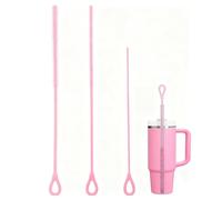 Silicone Straw Cleaner Brush Set - 3Pcs Reusable Extra Long Cleaning Brushes with Steel Core - Multi Size Straw Brush Tool for Stanley Cup, Baby Water Bottles & More - Durable & Flexible Cleaning Tool