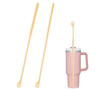 Silicone Straw Cleaning Brush, 2Pcs Reusable Straw Cleaner Brush 9.5in Extra Long Soft and Bendable Non-slip Handle, 6mm+9mm (Orange)