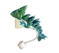 Silicone Straw Covers with Unique 3D Printed Toppers for Personalised Water Bottle Decoration and Drink Accessories (Green, 6.5x6x4.5cm)