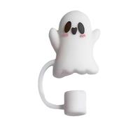 Silicone Straw Topper for Stanley 30&40 Oz,Halloween Straw Cover Cap,Splash Proof Straw Topper,Reusable Straw Cap Cover,Drinking Straw Tip Covers for Stanley (White)