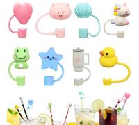 Silicone Straw Toppers - 8PCS Cute Reusable Straw Covers, Dust-Proof Tumbler Accessories, 8mm & 10mm