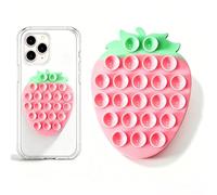 Silicone Strawberry Phone Grip, Fruit Strong Suction Phone Holder, Suitable for Selfies, Handsfree and Videos on Mirrors, Bathrooms and Smooth Surfaces, Tiktok Videos (Strawberry)