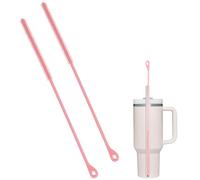 Silicone Straws Brush Cleaner: 2 Pcs Extra Long Straw Cleaning Brush | Reusable Bendable Cleaning Tool with Non-Slip Handle for Glass and Metal Straws