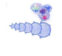 Silicone Stretch Lids Set,Various Sizes Food Storage Lid Food Saver Reusable Bowl Cover,Pack of 6 (blue)