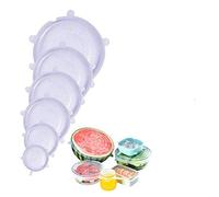 Silicone Stretch Lids Set,Various Sizes Food Storage Lid Food Saver Reusable Bowl Cover,Pack of 6 (White)