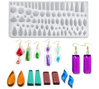 Silicone Stud Earring Mold - 41 Pairs of Shapes - Rectangle, Teardrop, Dangle - UV Resin - Geometric Cabochon Jewelry Cast
