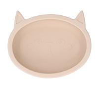 SILICONE SUCTION BOWL CUTE CARTOON CAT SHAPE FOR KIDS TODDLERS DINING ROOM (Beige)