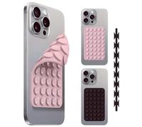 Silicone Suction Cup Phone Case Mount - Double Sided, Silicon Sticky Phone Grip with Higher Suction Power for Cell Phones, Hands-Free Phone Accessories Holder, 2PCS (Pink + Black). by ENBRWAS.
