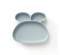 Silicone Suction Divided Plate, 3-Section Non-Slip Plate Bunny Blue | Dinosaur or Bunny Shape, 2/3 Sections, Suction Base, Non-Slip Design, Divided Compartments