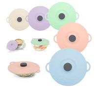 Silicone Suction Lids, Reusable Silicone Dustproof Heat Resistant Lids for Mugs, Bowls, Plates, Pots, Pans, Frying Pans, Stoves, Woks and Pans - 5 Sizes